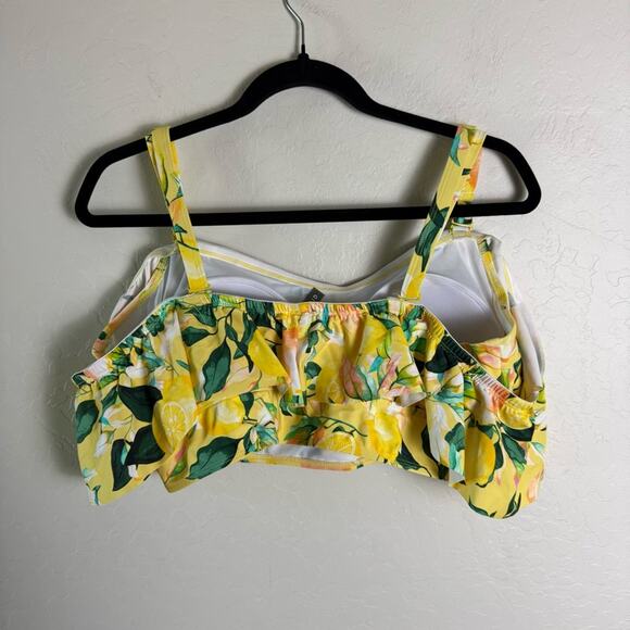 Torrid Lemon Leaves Yellow Off Shoulder Ruffle Swim Top 2X NWT 16915160 - Picture 10 of 11